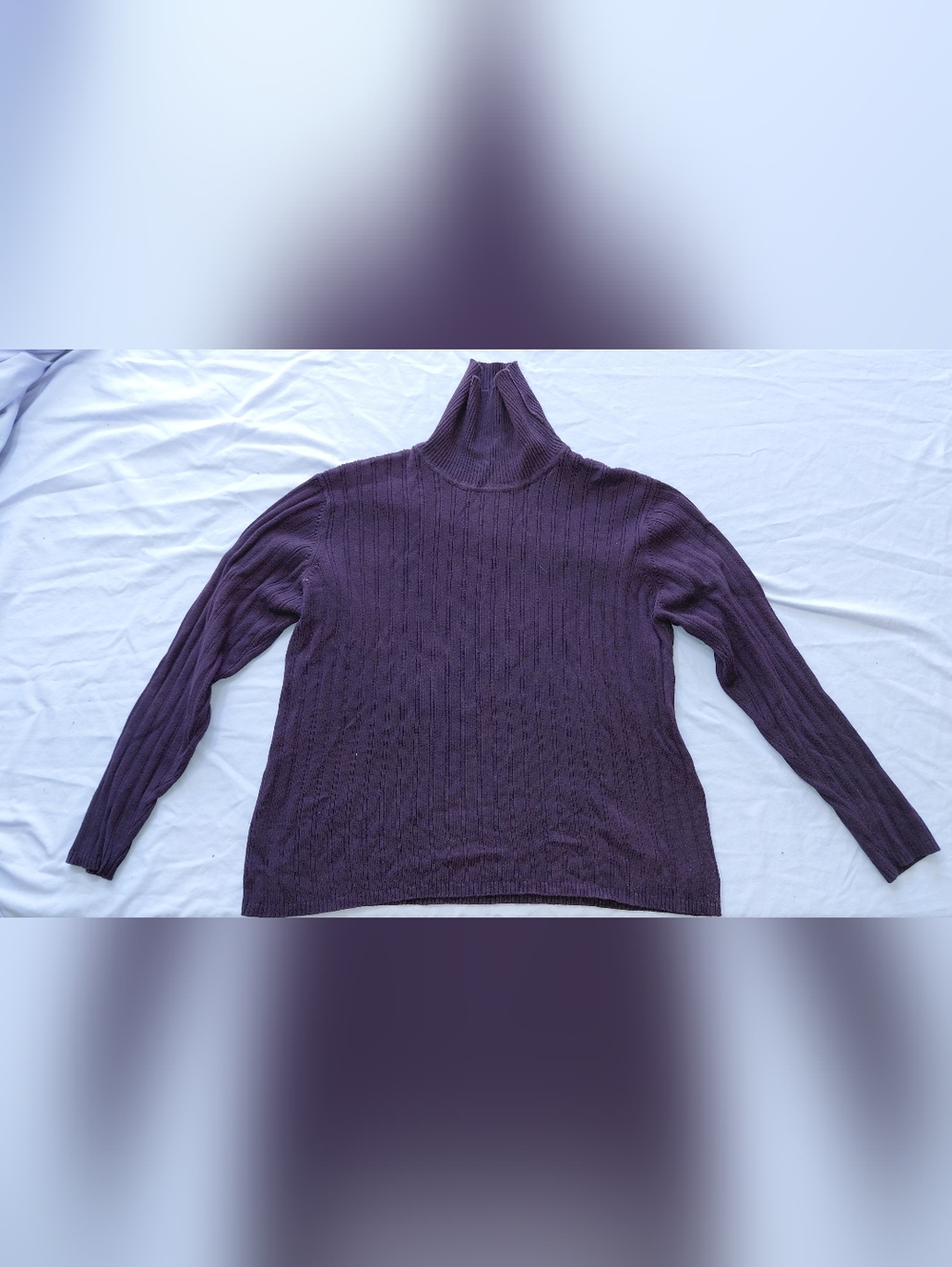 Eddie Bauer Purple Ribbed Turtleneck Sweater Women's Size Large